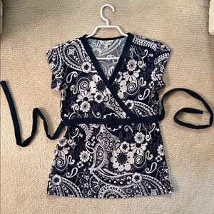 Jessica Navy and White Floral Blouse